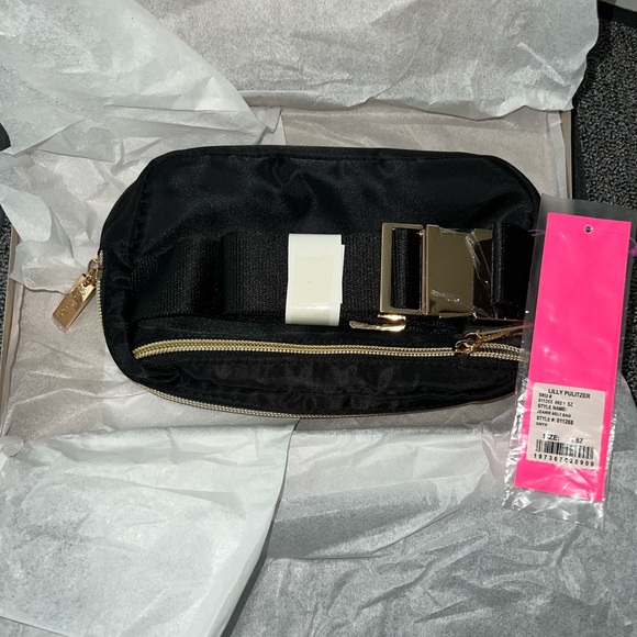 LILY PULITZER JEANNIE BELT BAG BLACK GOLD ONYX NWT - Picture 5 of 8